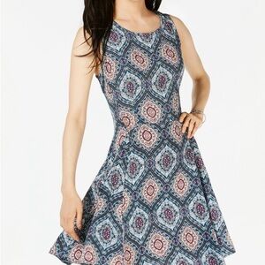 BeBop Multicolor A-line waist Patterned Dress